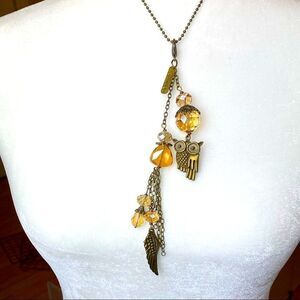 Owl Gold Crystal Dangle Courage Necklace